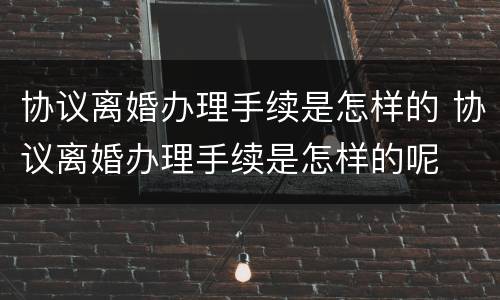 协议离婚办理手续是怎样的 协议离婚办理手续是怎样的呢