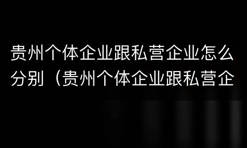 贵州个体企业跟私营企业怎么分别（贵州个体企业跟私营企业怎么分别认定）