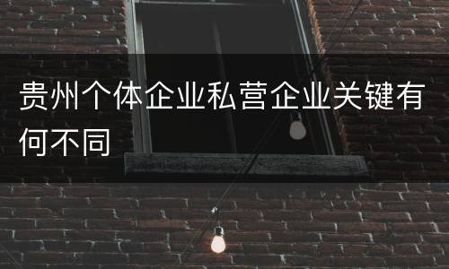 贵州个体企业私营企业关键有何不同