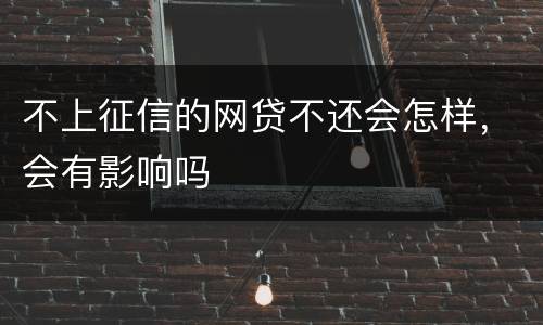 不上征信的网贷不还会怎样,会有影响吗