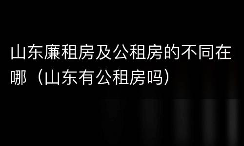 山东廉租房及公租房的不同在哪（山东有公租房吗）