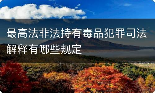 最高法非法持有毒品犯罪司法解释有哪些规定