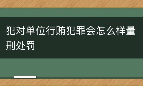 犯对单位行贿犯罪会怎么样量刑处罚