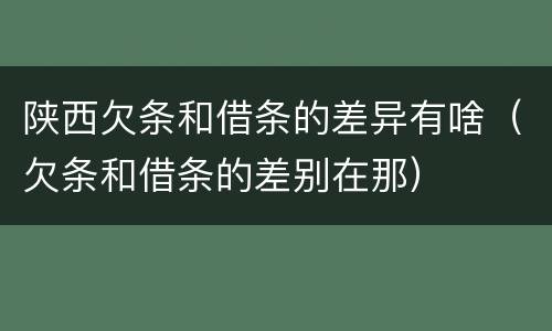 陕西欠条和借条的差异有啥（欠条和借条的差别在那）
