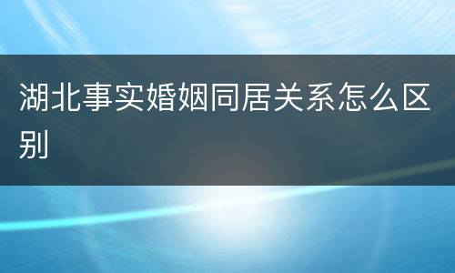 湖北事实婚姻同居关系怎么区别