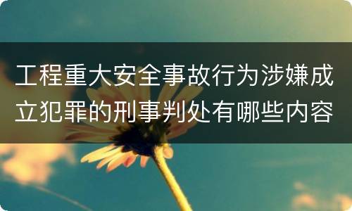 工程重大安全事故行为涉嫌成立犯罪的刑事判处有哪些内容