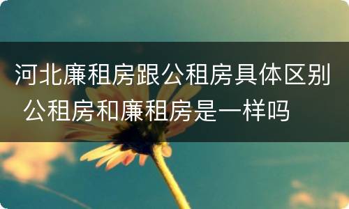 河北廉租房跟公租房具体区别 公租房和廉租房是一样吗