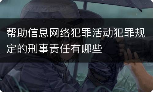 帮助信息网络犯罪活动犯罪规定的刑事责任有哪些