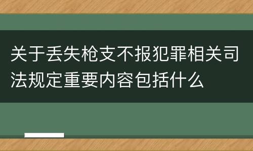 关于丢失枪支不报犯罪相关司法规定重要内容包括什么