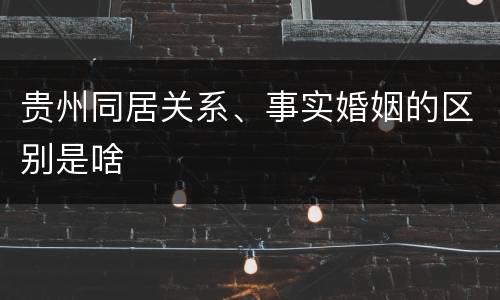贵州同居关系、事实婚姻的区别是啥