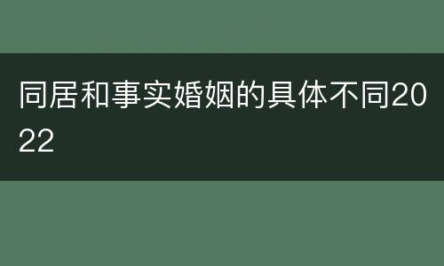 同居和事实婚姻的具体不同2022