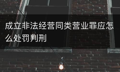 成立非法经营同类营业罪应怎么处罚判刑