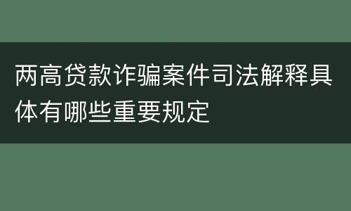 两高贷款诈骗案件司法解释具体有哪些重要规定
