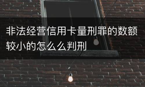 非法经营信用卡量刑罪的数额较小的怎么么判刑