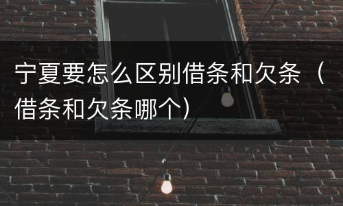 宁夏要怎么区别借条和欠条（借条和欠条哪个）