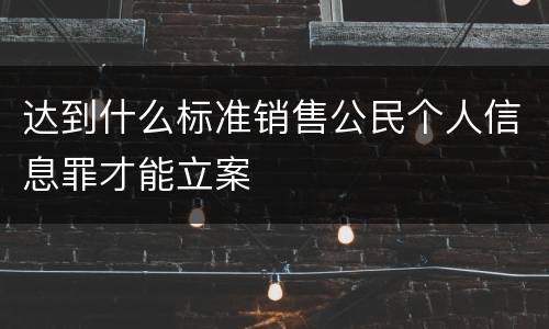 达到什么标准销售公民个人信息罪才能立案