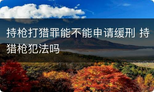 持枪打猎罪能不能申请缓刑 持猎枪犯法吗