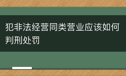 犯非法经营同类营业应该如何判刑处罚
