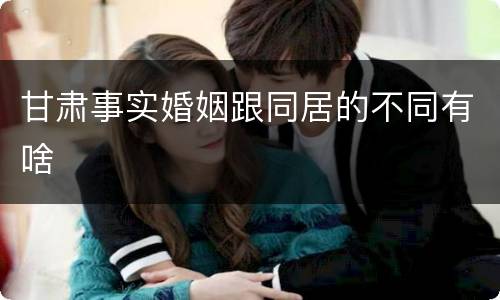 甘肃事实婚姻跟同居的不同有啥