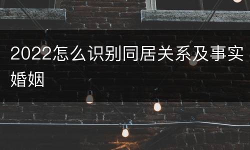 2022怎么识别同居关系及事实婚姻