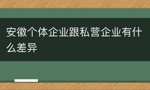 安徽个体企业跟私营企业有什么差异