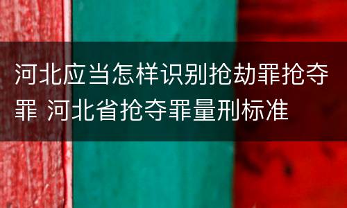 河北应当怎样识别抢劫罪抢夺罪 河北省抢夺罪量刑标准