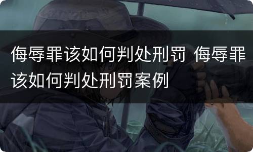 侮辱罪该如何判处刑罚 侮辱罪该如何判处刑罚案例