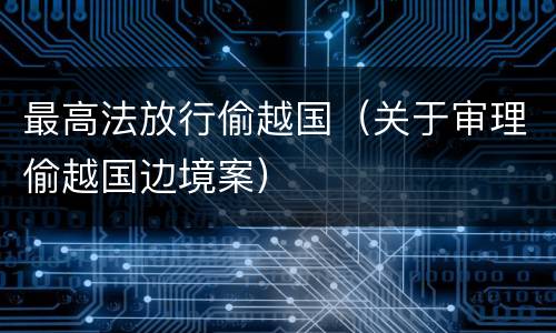 最高法放行偷越国（关于审理偷越国边境案）