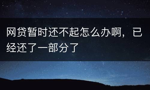 网贷暂时还不起怎么办啊，已经还了一部分了