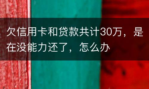 欠信用卡和贷款共计30万，是在没能力还了，怎么办
