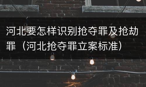 河北要怎样识别抢夺罪及抢劫罪（河北抢夺罪立案标准）