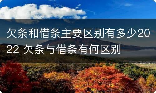 欠条和借条主要区别有多少2022 欠条与借条有何区别