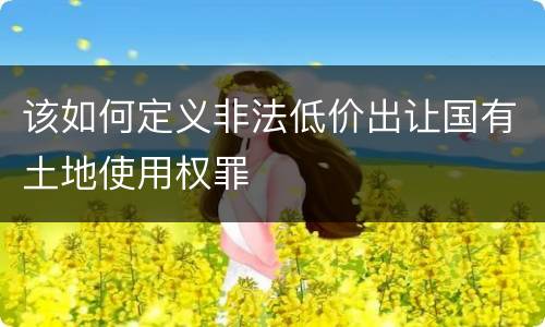 该如何定义非法低价出让国有土地使用权罪