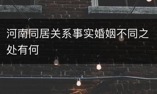 河南同居关系事实婚姻不同之处有何