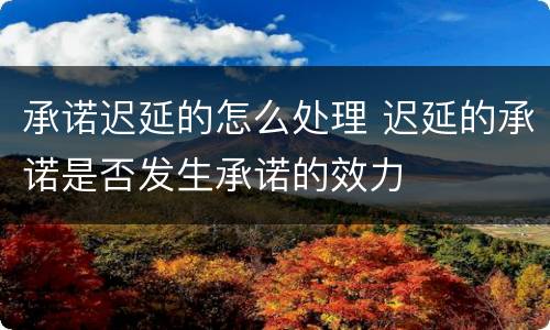 承诺迟延的怎么处理 迟延的承诺是否发生承诺的效力