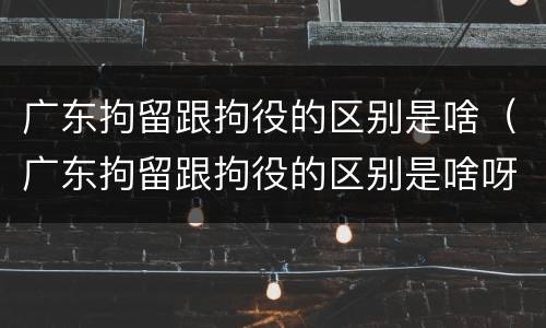 广东拘留跟拘役的区别是啥（广东拘留跟拘役的区别是啥呀）