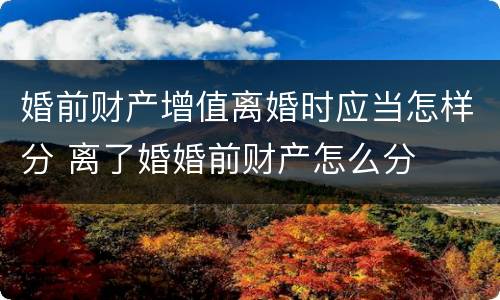 婚前财产增值离婚时应当怎样分 离了婚婚前财产怎么分