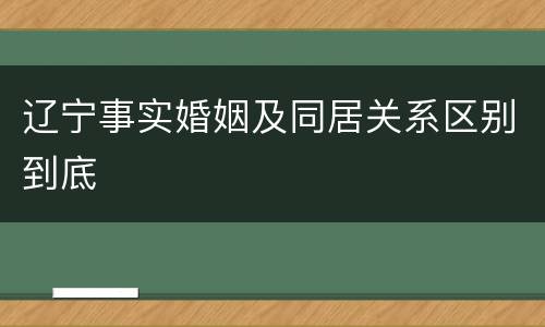 辽宁事实婚姻及同居关系区别到底