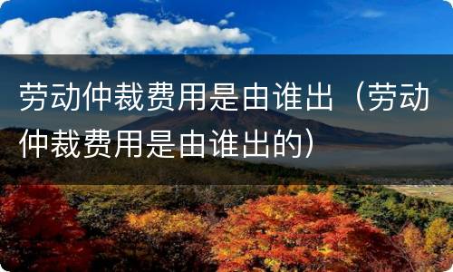劳动仲裁费用是由谁出（劳动仲裁费用是由谁出的）