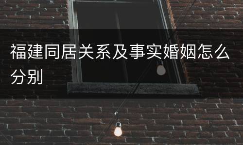 福建同居关系及事实婚姻怎么分别