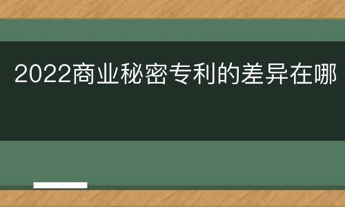 2022商业秘密专利的差异在哪