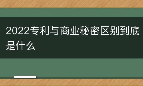 2022专利与商业秘密区别到底是什么