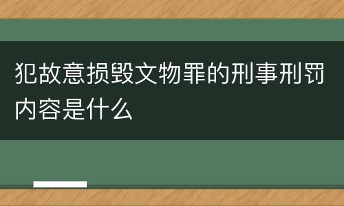 犯故意损毁文物罪的刑事刑罚内容是什么