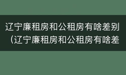 辽宁廉租房和公租房有啥差别（辽宁廉租房和公租房有啥差别吗）