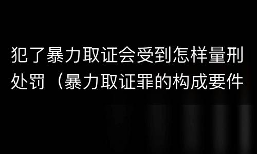 犯了暴力取证会受到怎样量刑处罚（暴力取证罪的构成要件）