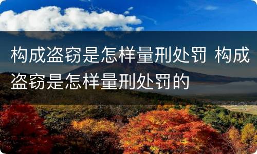 构成盗窃是怎样量刑处罚 构成盗窃是怎样量刑处罚的