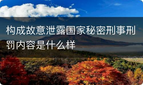 构成故意泄露国家秘密刑事刑罚内容是什么样