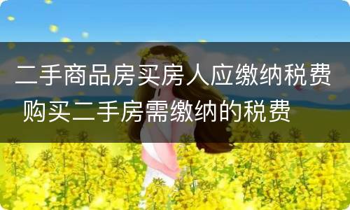 二手商品房买房人应缴纳税费 购买二手房需缴纳的税费