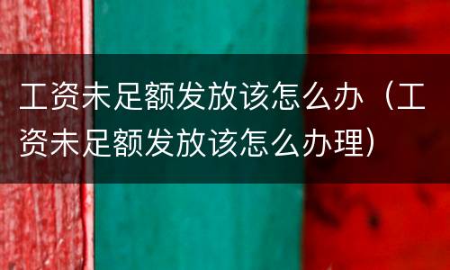 工资未足额发放该怎么办（工资未足额发放该怎么办理）