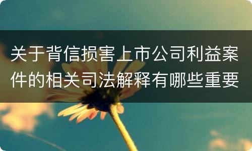 关于背信损害上市公司利益案件的相关司法解释有哪些重要内容